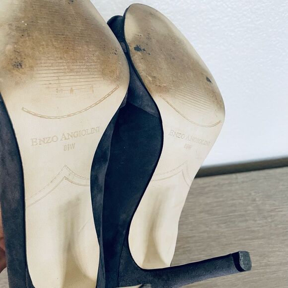 Enzo Angiolini Gray Suede Ruffle Toe High Heels Stilettos 8.5 - Picture 7 of 7